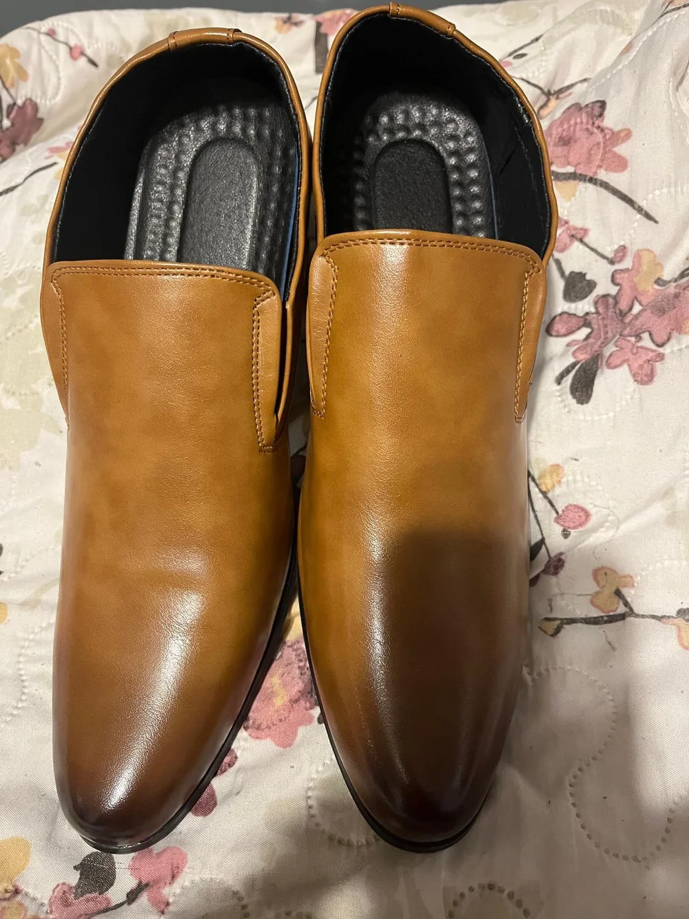 Men's Slip-On Leather Dress Shoes in Cognac Brown